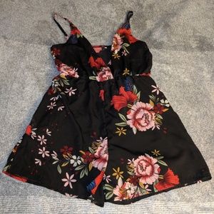 Black Floral Romper